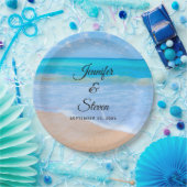 美しいビーチのトロピカルな風景の写真 ウェディング ペーパープレート (パーティー)