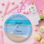 美しいビーチのトロピカルな風景の写真 ウェディング ペーパープレート (パーティー)