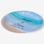 美しいビーチのトロピカルな風景の写真 ウェディング ペーパープレート (アングル)