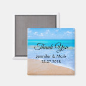 美しいビーチのトロピカルシーン写真 ウェディング サンクス マグネット (正面/裏面)