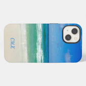 美しいビーチのモノグラム 海の波 海辺 iPhoneケース (裏面横)