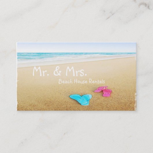 美しいビーチの休暇のレンタルのビーチサンダル 名刺 (正面)