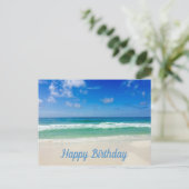 美しいビーチの写真 オーダーメイド 海の 幸せな誕生日 ポストカード (スタンド正面)