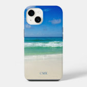 美しいビーチの写真 海辺のモノグラム iPhoneケース (裏面)
