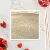 美しいビーチの名言 クリアな海の水 ゴールド セピアアート スタンダードランチョンナプキン (インサイチュ)