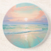 美しいビーチの夕日の風景 コースター (正面)