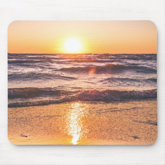 美しいビーチの夕日 マウスパッド (正面)