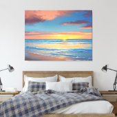 美しいビーチの夕日 絵画 キャンバスプリント (インサイチュ (寝室))