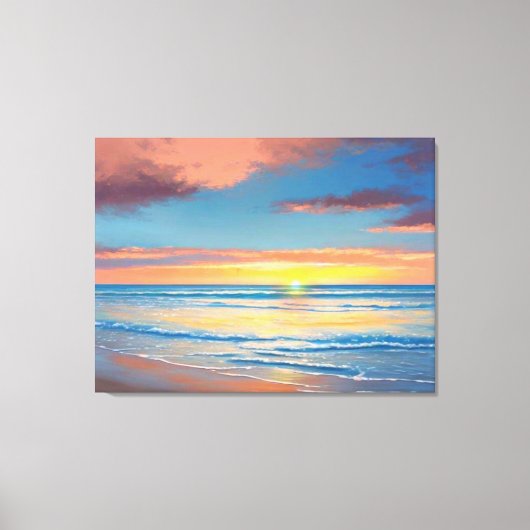 美しいビーチの夕日 絵画 キャンバスプリント (正面)