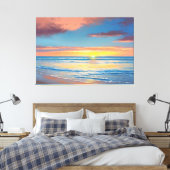 美しいビーチの夕日 絵画 キャンバスプリント (インサイチュ (寝室))