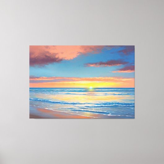 美しいビーチの夕日 絵画 キャンバスプリント (正面)