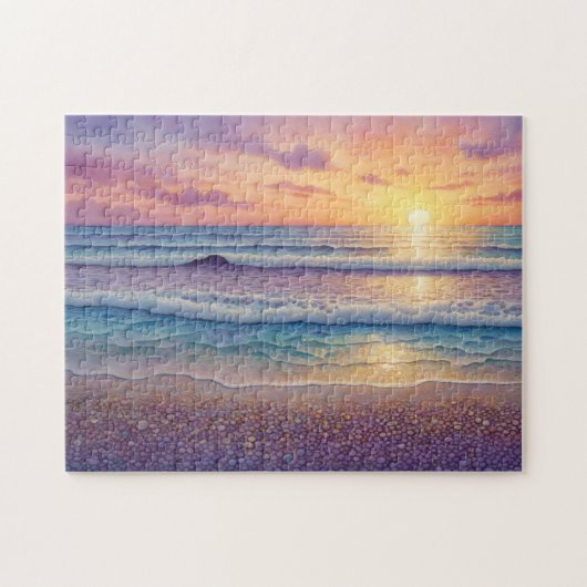 美しいビーチの波と海岸アート ジグソーパズル (横)