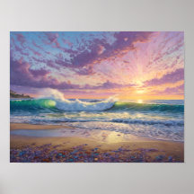 美しいビーチの波と海岸アート