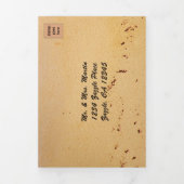 美しいビーチの静けさと写真を兼ねたオールインワンの結婚式 三つ折り招待状 (カバー)