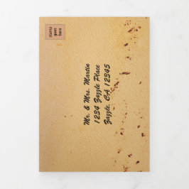 美しいビーチの静けさと写真を添えたオールインワンの結婚式 三つ折り招待状