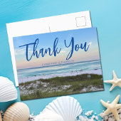 美しいビーチウェディングサンセットカスタムサンクス ポストカード
