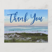 美しいビーチウェディングサンセットカスタムサンクス ポストカード (正面)