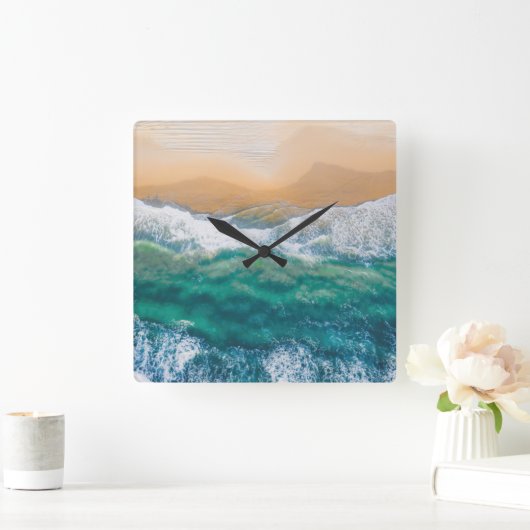 美しいビーチクリスタルブルーシー スクエア壁時計 (ホーム)