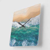 美しいビーチクリスタルブルーシー スクエア壁時計 (傾斜)