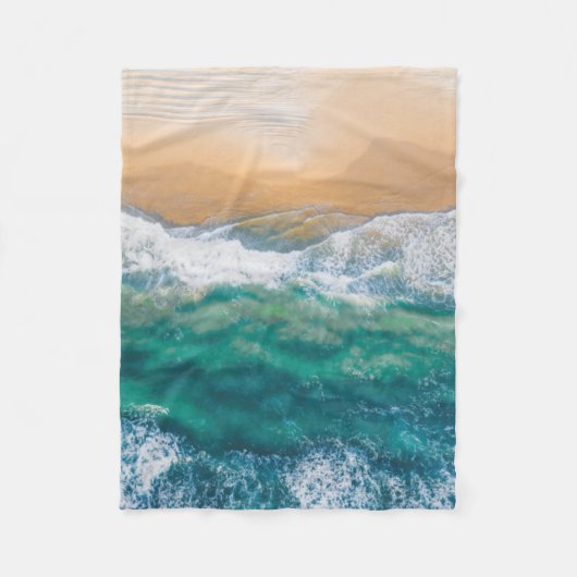 美しいビーチクリスタルブルー海 フリースブランケット (正面)