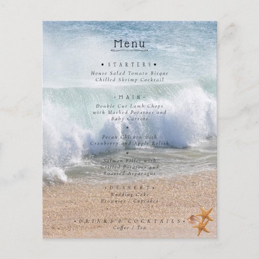 美しいビーチサマートロピカル結婚ズメニュー (正面)