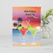 美しいビーチサンセットマルグリータラブウェディング 招待状 (スタンド正面)
