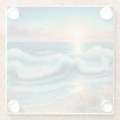 美しいビーチシーウェーブコースター ガラスコースター (裏面)