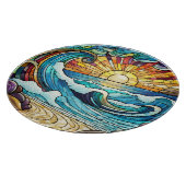 美しいビーチシーンのステンドグラス芸術 カッティングボード (角)