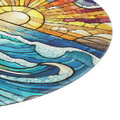 美しいビーチシーンのステンドグラス芸術 カッティングボード (角)