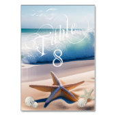 美しいビーチターコイズウェーブシーグルスターフィッシュ テーブルナンバー (裏面)