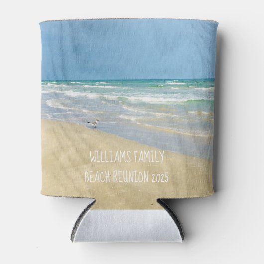 美しいビーチハウスシーショアファミリーモノグラム 缶クーラー (正面)