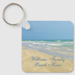 美しいビーチハウス名前をカスタムするコースタルフォト キーホルダー