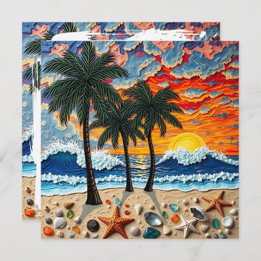 美しいビーチハッピービーチ | ことわざhi シーズンカード (正面/裏面)