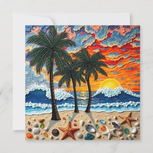 美しいビーチハッピービーチ | ことわざhi シーズンカード (正面)