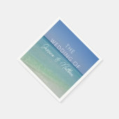 美しいビーチパーソナライズされた写結婚真 スタンダードカクテルナプキン (角)