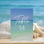 美しいビーチパーソナライズされた写結婚真 テーブルナンバー