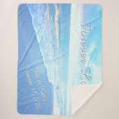 美しいビーチパーソナライズされた結婚のブランケット シェルパブランケット (正面)