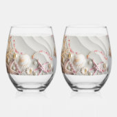 美しいビーチピンクコーラルシーシェルズパール ステムなしワイングラス (裏面)