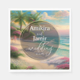 美しいビーチフェイク背景結婚グリッター スタンダードランチョンナプキン