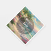 美しいビーチフェイク背景結婚グリッター スタンダードランチョンナプキン (角)