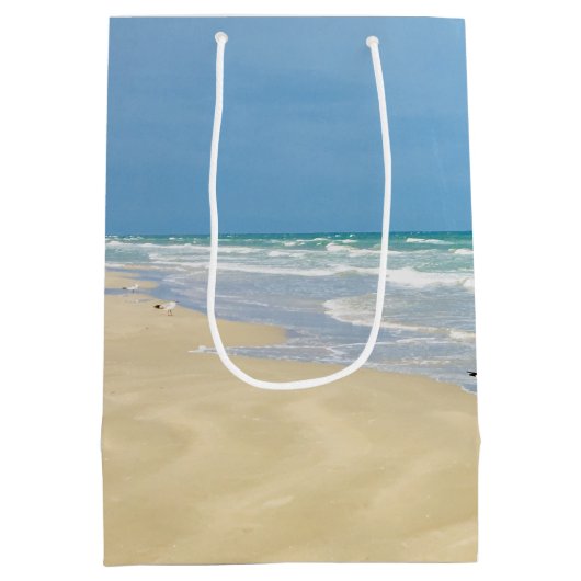 美しいビーチフォトカスタム海波誕生日 ミディアムペーパーバッグ (裏面)