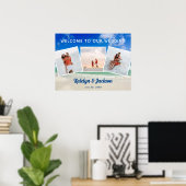 美しいビーチフォトコラージュ結婚の歓迎 ポスター (ホームオフィス)