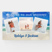 美しいビーチフォトコラージュ結婚の歓迎 横断幕 (横)