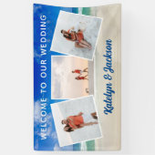 美しいビーチフォトコラージュ結婚の歓迎 横断幕 (縦)