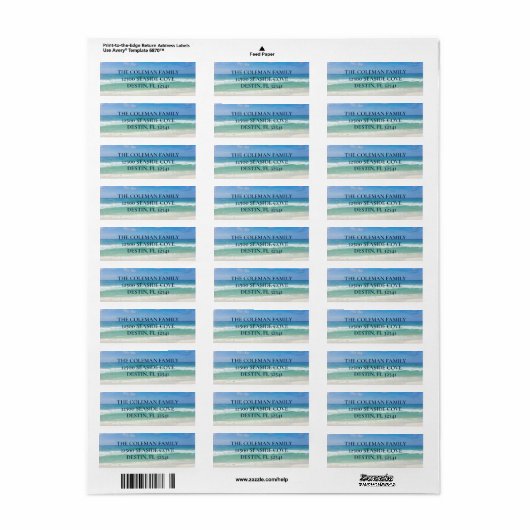 美しいビーチフォトフロリダ海差出人住所 ラベル (フルシート)