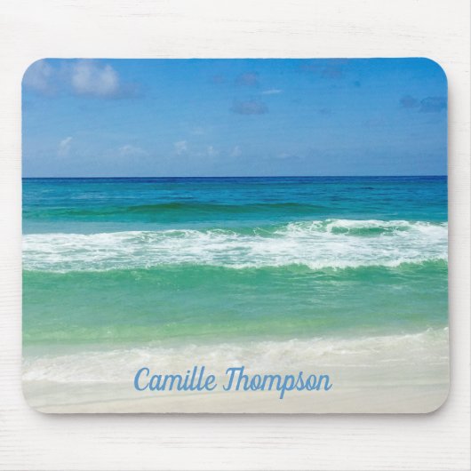 美しいビーチフォト海波パーソナライズされた マウスパッド (正面)