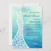 美しいビーチブライダルシャワー水彩ターコイズ 招待状 (正面)
