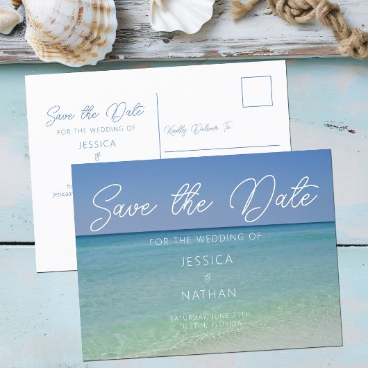 美しいビーチホライゾン写真の保存日付 案内ポストカード