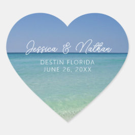 美しいビーチホライパーソナライズされたン結婚ズ ハートシール