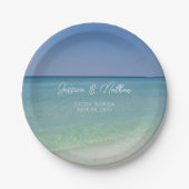美しいビーチホライパーソナライズされたン結婚ズ ペーパープレート (正面)